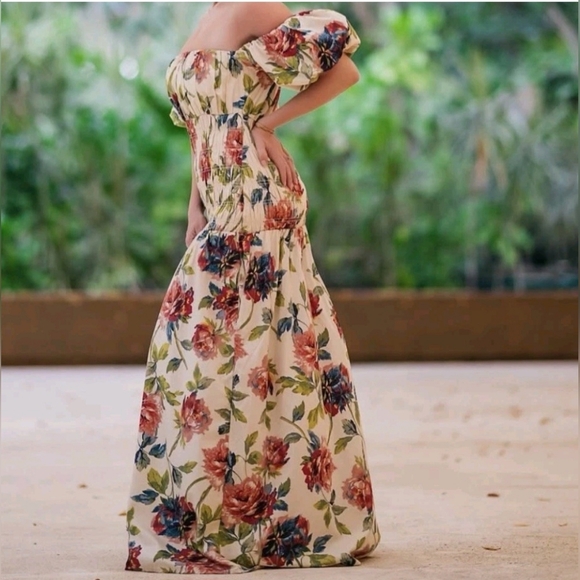 Abercrombie & Fitch Floral Puff Sleeve Maxi Dress | LARGE - Picture 5 of 6